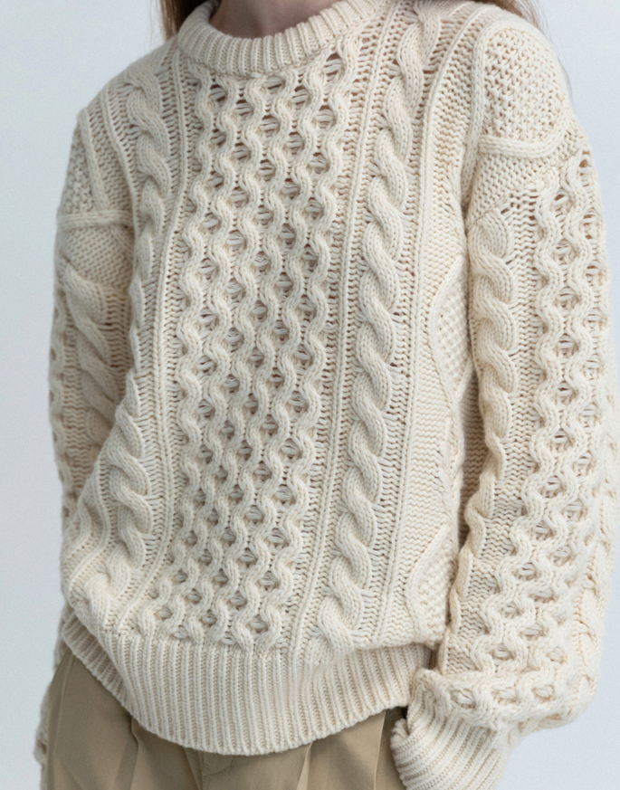 [AUBOUR] (W) cashmere diverse pattern knit _ ivory