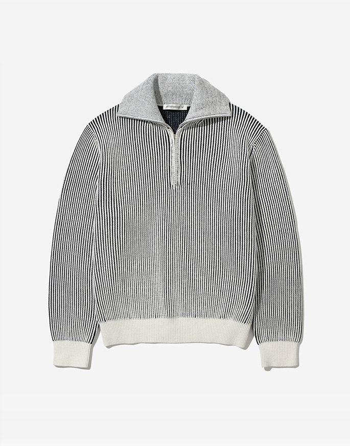 [INTEMPOMOOD]  Chunky Two Tone Half Zip-up _ White