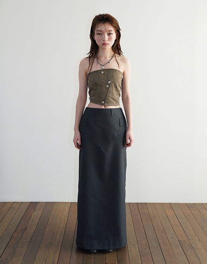[DARED] MAXI SUIT SKIRT _ CHARCOAL