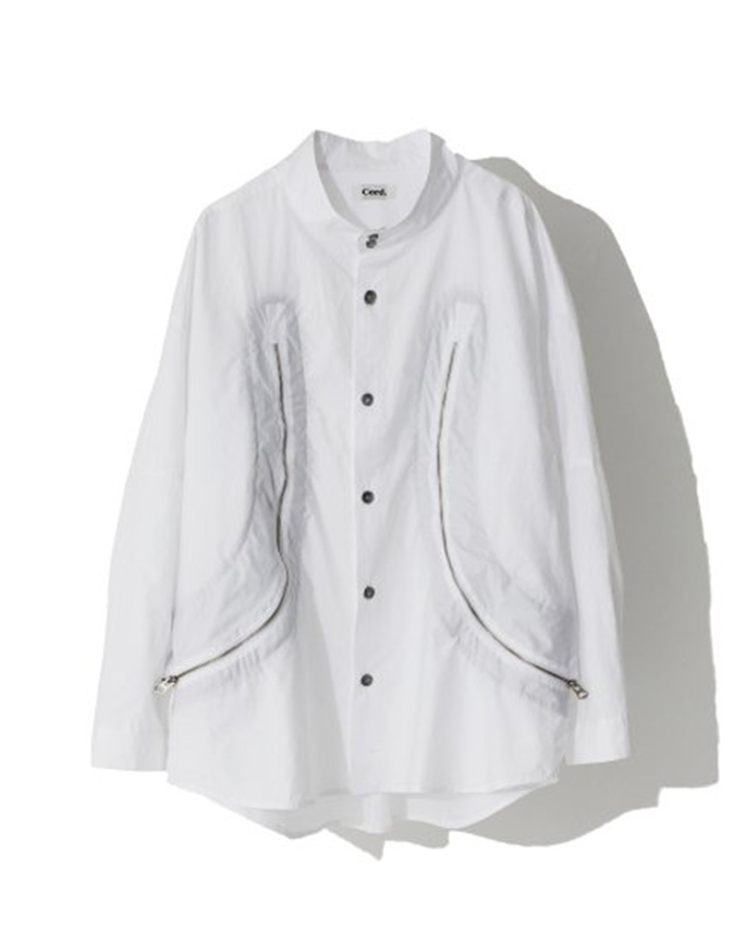 [CORD] REXION CURVED ZIP-OVER SHIRT _ WH