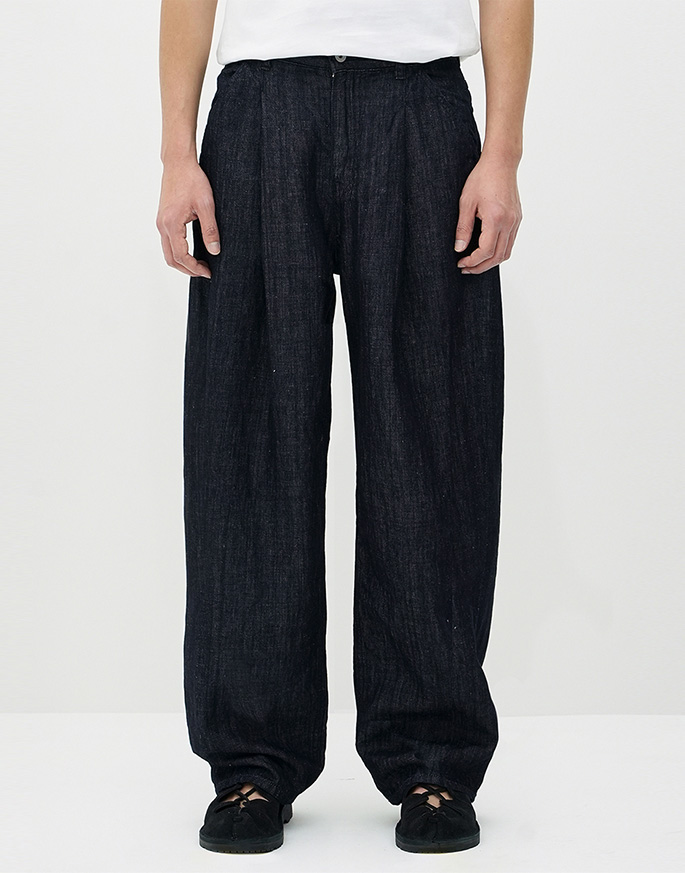 [ERRORS EXCEPTED] LDP128DB Pleated Linen Denim Pants _ One wash