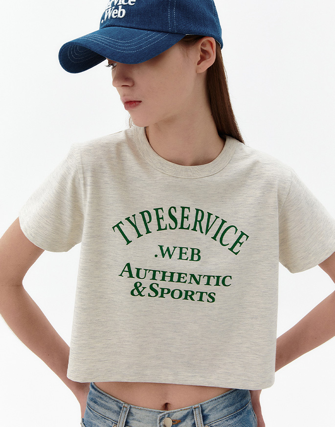 [TYPESERVICE] Arch Logo Crop T-Shirt  _ Oatmeal
