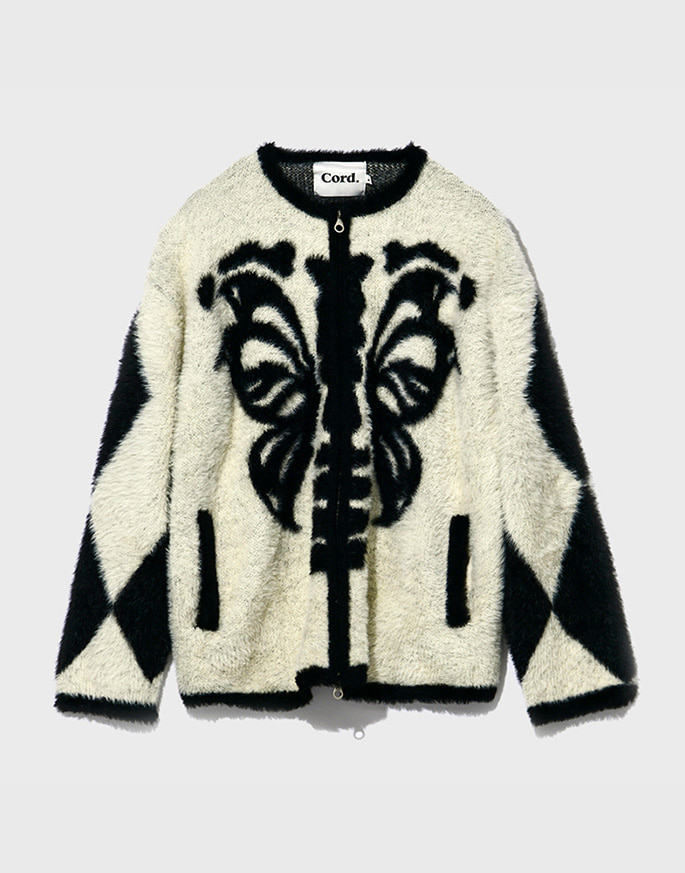 [CORD] BONE-FLY HAIRY KNIT ZIP-UP _ IV