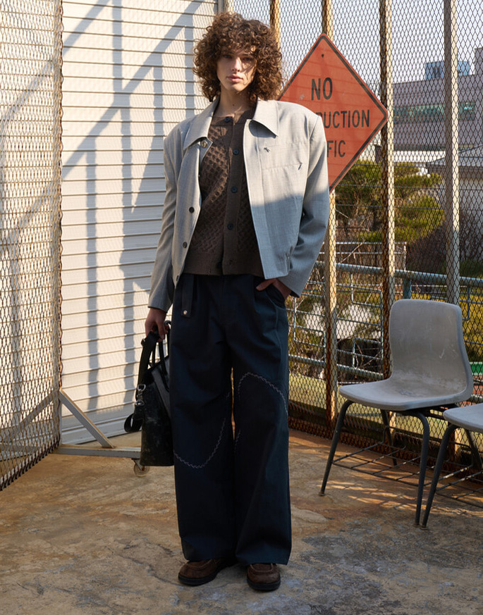 [WAVINESS] Wave Edition Belted Cotton Pants _ Charcoal